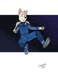 anthro astronaut astronaut_helmet astronaut_suit blue_eyes cosmic_background cosmos ears_up floating fur looking_forward male solo space spacesuit star white_body white_fur bartek22 hi_res