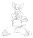 anthro athletic_wear big_ears bottomwear clothing fur hoodie male multicolored_body multicolored_fur shorts sitting sitting_on_ground solo topwear naughtyjester jojo's_bizarre_adventure iggy_(jjba) boston_terrier canid canine canis domestic_dog hunting_dog mammal molosser small_molosser terrier toy_dog 2016 monochrome