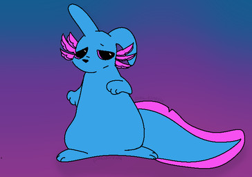 ambiguous_gender blue_body blue_skin blue_tail feral frill_(anatomy) gills pink_eyes solo tail pawzirella rain_world videocult rivulet_(rain_world) slugcat