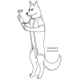 animal_genitalia anthro balls book clothing eyewear fur genitals glasses holding_eyewear holding_glasses holding_lorgnette holding_object jewelry lorgnette male necklace reading sheath simple_background solo standing tail topwear white_background urbanhermit canid canine mammal 1990 1:1 black_and_white dated monochrome