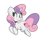 cutie_mark female feral green_eyes hair horn jumping purple_hair purple_tail simple_background smile solo tail white_background white_body young young_female young_feral kindakismet friendship_is_magic hasbro my_little_pony mythology sweetie_belle_(mlp) equid equine mammal mythological_creature mythological_equine unicorn hi_res