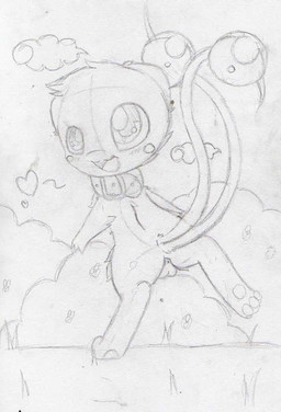2_tails 3_fingers 3_toes anthro anus balls blush blush_lines cloud collar digitigrade feet fingers genitals heart_symbol male multi_tail nature on_one_leg pawpads plant rear_view semi-anthro shrub simple_background solo standing tail toes white_background fairyfloss nintendo pokemon dragonchu_(character) fan_character dragonair generation_1_pokemon hybrid legendary_pokemon mew_(pokemon) pikachu pokemon_(species) 2011 sketch traditional_media_(artwork)