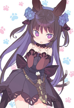 black_hair clothed clothing dagger dress female flat_chested hair melee_weapon purple_hair solo weapon young blade4649 animal_humanoid humanoid