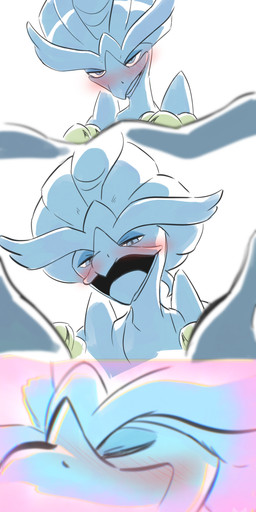 ambiguous_gender anthro beak biped blush eyes_closed front_view hair kissing looking_at_viewer nude nude_ambiguous nude_anthro simple_background smile solo tongue tenebscuro nintendo pokemon generation_9_pokemon pokemon_(species) quaquaval 2026 absurd_res digital_drawing_(artwork) digital_media_(artwork) hi_res