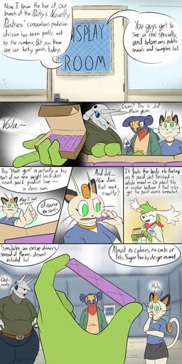 anthro blue_sclera breasts dialogue door female fur green_eyes green_hair group hair inside male overweight pokemorph speech_bubble text white_body white_fur thatoneaceguy nintendo pokemon mona_(thatoneaceguy) aggron garchomp generation_1_pokemon generation_3_pokemon generation_4_pokemon legendary_pokemon meowth pokemon_(species) shaymin sky_forme_shaymin 2025 absurd_res comic english_text hi_res multiple_scenes