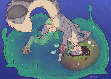 4_toes anal anal_penetration anthro anthro_penetrated arm_markings backsack balls blush blush_lines bodily_fluids butt claws countershade_butt countershade_face countershade_fur countershade_tail countershade_torso countershading cum cum_in_goo cum_inside cum_while_penetrated cute_fangs digitigrade duo eyewear fangs feet fingers fluffy fluffy_tail fur fur_markings genital_fluids genitals glasses glasses_askew hair hands_behind_back hip_markings humanoid_genitalia humanoid_hands humanoid_penis inner_ear_fluff iris jewelry leg_markings long_tail male male_anthro male_penetrated markings monotone_hair multicolored_body multicolored_fur multicolored_tail necklace nude nude_anthro nude_male oral oral_penetration pawpads penetration penis penis_in_slime perineum pupils questionable_consent raised_tail sex shoulder_markings simple_background slime_sex spots spotted_body spotted_fur spotted_markings spotted_tail spread_toes tail tail_markings teeth tentacle_in_ass tentacle_in_mouth tentacle_penetration tentacle_sex tentacles text three-quarter_view toe_claws toes tuft whisker_spots gavbat riloh_(riloh) felid goo_creature mammal pantherine slime_(blob) snow_leopard artist_name