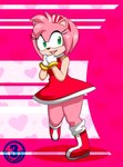 anthro clothing dress female pink_body red_clothing red_dress solo chooy64 sega sonic_the_hedgehog_(series) amy_rose eulipotyphlan hedgehog mammal absurd_res hi_res