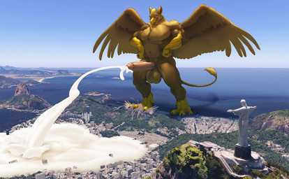 5_fingers abs anthro balls beak biceps biped bodily_fluids brown_body brown_fur building city city_background city_destruction cityscape claws cum cum_flooding cumshot destruction ejaculation erection excessive_cum excessive_genital_fluids feathered_wings feathers feet finger_claws fingers flooding fur genital_fluids genitals house humanoid_genitalia humanoid_penis hyper hyper_cum macro macro_anthro macro_male male muscular muscular_anthro muscular_male nude orgasm outside pecs penile penis photo_background sky smile solo tail toe_claws toes wings nitrosimi96 mythology carpo avian gryphon mythological_avian mythological_creature hi_res photography_(artwork)