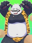 anthro belly big_belly black_body black_nose blush bulge clothing eyewear glasses humanoid_hands kemono male moobs navel nipples overweight overweight_male solo underwear white_body taiki_g_0323 setsubun vtuber sasayama_akira bear giant_panda mammal 2023 3:4 absurd_res hi_res