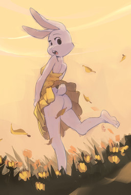4_toes accident accidental_exposure anthro backless_clothing backless_dress barefoot butt clothed clothed_anthro clothed_female clothing convenient_censorship dress dress_only feet female fur leaf leaf_censor looking_at_viewer looking_back looking_back_at_viewer no_underwear on_one_leg rear_view shocked soles solo standing toes upskirt wardrobe_malfunction white_body white_fur wind yellow_clothing yellow_dress edtropolis beastars haru_(beastars) domestic_rabbit dwarf_rabbit lagomorph leporid mammal oryctolagus rabbit 2021 censored hi_res