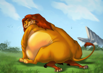duo facesitting feral fur male male/male mane morbidly_obese morbidly_obese_feral morbidly_obese_male obese obese_feral obese_male orange_body orange_fur overweight overweight_feral overweight_male sitting_on_another whiskers remalky disney the_lion_king scar_(the_lion_king) simba_(the_lion_king) felid lion mammal pantherine hi_res