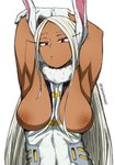 big_breasts breasts brown_body brown_skin clothed clothing exposed_breasts eyelashes female hair nipples partially_clothed raised_arm red_eyes simple_background solo white_background white_hair shoganight my_hero_academia rumi_usagiyama animal_humanoid humanoid lagomorph lagomorph_humanoid leporid_humanoid mammal mammal_humanoid rabbit_humanoid 2020 hi_res