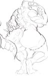 2_horns anthro big_butt breasts butt claws digitigrade female female_anthro finger_claws fingers horn muscular muscular_anthro muscular_female nude nude_anthro nude_female rear_view simple_background spikes spikes_(anatomy) standing tail white_background themercart fallout microsoft deathclaw scalie 2024 absurd_res digital_drawing_(artwork) digital_media_(artwork) hi_res portrait sketch