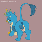 animal_genitalia animal_penis anus backsack balls bouncing_balls butt feral genitals looking_at_viewer looking_back looking_back_at_viewer male penis presenting presenting_hindquarters simple_background solo zaryuzu_73 friendship_is_magic hasbro my_little_pony mythology gallus_(mlp) avian gryphon mythological_avian mythological_creature 1:1 2d_animation animated motion_tweening no_sound short_playtime webm
