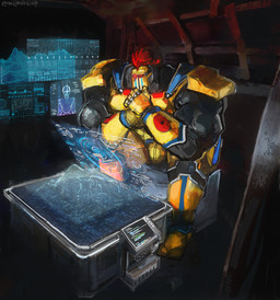 armor bulge cape chair clothing furniture headgear helmet inside knight machine macro male muscular nomad nomad_spaceknight on_chair science_fiction sitting sitting_on_chair size_difference solo spaceknight warrior aokamidu humanoid robot robot_humanoid absurd_res hi_res