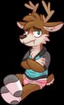 anthro antlers blush briefs brown_hair bulge clothed clothing colored_seam_underwear footwear green_eyes hair horn legwear male pattern_clothing pattern_underwear pink_briefs pink_clothing pink_underwear sitting socks solo striped_briefs striped_clothing striped_underwear stripes underwear white_seam_briefs white_seam_underwear goronic darwin_(tinydeerguy) deer mammal alpha_channel digital_media_(artwork) full-length_portrait hi_res portrait