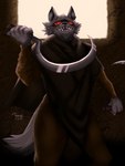 anthro bared_teeth big_hands creepy dark_clothing first_person_view fur grey_body grey_fur male red_eyes scary solo villainous weapon conditional_dnp taoreta dreamworks puss_in_boots_(franchise) death_(puss_in_boots) canid canine canis humanoid mammal wolf 3:4