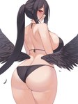 big_breasts bikini breasts clothing female looking_back not_furry simple_background solo swimwear two-piece_swimsuit white_background wings kuavera blue_archive hasumi_(blue_archive) humanoid winged_humanoid hi_res