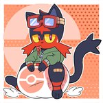 anthro bandage big_diaper bodily_fluids clean_diaper clothed clothing diaper eyewear glasses goggles hand_on_diaper hoodie jacket male object_in_mouth pacifier pacifier_in_mouth pokeball_diaper simple_background solo sweat sweatdrop tail topwear touching_diaper wearing_diaper doodle_pamp_danny nintendo pokemon generation_7_pokemon litten pokemon_(species) 1:1 hi_res