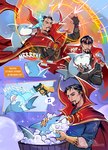 bathing cape clothing duo feral magic_user male smile soap_bubbles water thegarnetdawn marvel marvel_rivals doctor_strange jeff_the_land_shark fish human mammal marine shark hi_res