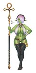 anal_beads areola areola_slip big_breasts breasts clothing female green_body green_skin hair huge_breasts legwear long_ears not_furry pink_hair sex_toy short_stack solo staff thigh_highs wide_hips urw liz_(urw) goblin humanoid 1:2 hi_res