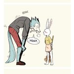 1:1 anthro beastars blush canid canine canis clothed clothing comic dialogue domestic_rabbit duo dwarf_rabbit eden_fries english_text female fully_clothed fur haru_(beastars) lagomorph larger_male legoshi_(beastars) leporid male mammal oryctolagus rabbit size_difference smaller_female speech_bubble text white_body white_fur wolf