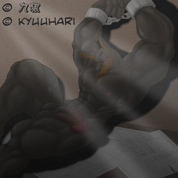 abs anthro balls bdsm biceps big_balls big_muscles big_pecs big_penis blood bodily_fluids bondage bound captured chain cuff_(restraint) erection eyes_closed fur genitals handcuffs huge_muscles male metal_cuffs muscular muscular_anthro muscular_male nipples nude pecs penis pointy_ears prick_ears restraints shackles solo submissive submissive_male thick_penis vein kyuuhari road_rovers blitz_(road_rovers) canid canine canis dobermann domestic_dog mammal pinscher 1:1 hi_res