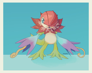 ambiguous_gender anthro armor border flower green_body green_eyes headgear helmet plant smile solo standing yellow_border notaventura bandai_namco digimon digimon_(species) elemental_creature flora_fauna floramon 5:4 hi_res