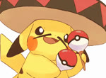 beady_eyes blush blush_stickers clothing dancing facial_hair fur hat headgear headwear humor maraca musical_instrument mustache percussion_instrument solo sombrero yellow_body yellow_fur misonikomiii47 nintendo pokemon generation_1_pokemon pikachu pokemon_(species) animated no_sound short_playtime webm