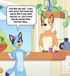 anthro dialogue duo female fur male nude tail text young young_anthro young_female misterpickleman bluey_(series) bluey_heeler chilli_heeler australian_cattle_dog canid canine canis cattledog domestic_dog herding_dog mammal pastoral_dog english_text hi_res