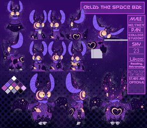 abstract_background anthro belly beverage big_butt big_ears big_eyes book bottom_heavy bubble_butt butt butt_focus butt_from_the_front butt_heart candy cheek_tuft chocolate clothing color_swatch constellation_markings container cup cute_fangs dessert eyewear facial_tuft fangs femboy fluffy fluffy_tail food footwear front_view fur fur_tuft glasses heart_(marking) heart_on_butt holding_butt hot_chocolate huge_butt huge_hips huge_thighs looking_at_viewer looking_back male markings membrane_(anatomy) membranous_wings moon_(marking) mostly_nude mug neck_tuft nerd nervous planet_(marking) pupils purple_body purple_fur reading rear_view seductive short_tail shortstack shortstack_male shy sitting sleeping slightly_chubby small_pupils smile socks solo space standing star_(marking) tail teeth text thick_thighs tuft wearing_glasses wide_hips wings yellow_eyes jotarofur atlas_(jotarofur) bat mammal absurd_res english_text hi_res model_sheet