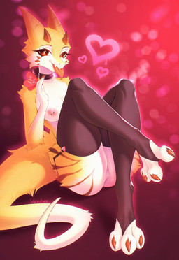 anthro barbell_piercing biped breasts butt clothed clothed_anthro clothed_female clothing female front_view fur genitals horn legwear looking_at_viewer nipple_barbell nipple_piercing nipples pantsless pantsless_anthro pantsless_female partially_clothed partially_clothed_anthro partially_clothed_female piercing smile solo tail thigh_highs topless topless_anthro topless_female vulva vincher kobold scalie 2025 absurd_res hi_res
