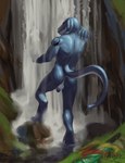 anthro anus back_muscles backsack balls bathing blue_body blue_skin butt circumcised claws clothing detailed_background flaccid genitals grin humanoid_genitalia humanoid_penis long_ears looking_at_viewer looking_back male melee_weapon muscular muscular_anthro muscular_male nude outside penis perineum raised_tail rear_view scales showering smile solo standing sword tail tattoo teeth toe_claws water waterfall weapon wet chunie final_fantasy square_enix thrakos bangaa scalie 2016 adobe_photoshop_(artwork) digital_media_(artwork) digital_painting_(artwork) hi_res