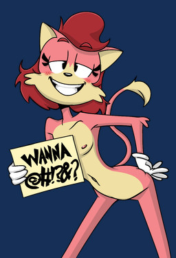 anthro breasts female inviting_to_sex looking_at_viewer nipples nude pose seductive sign simple_background small_breasts smile solo standing toony transparent_background dbaru third-party_edit flaminhotcheatoes_(colorist) sarah_n._dippity domestic_cat felid feline felis mammal 2026 alpha_channel hi_res