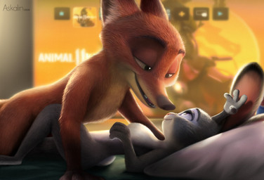 anthro arm_support bed bedroom_eyes biped breasts convenient_censorship dipstick_ears duo ear_markings ears_back electronics eye_contact featureless_breasts female female_anthro female_on_bottom furniture happy imminent_sex looking_at_another lying male male/female male_anthro male_on_top multicolored_ears narrowed_eyes nude nude_anthro nude_female nude_male on_back on_bed on_bottom on_front on_pillow on_sofa on_top pillow pivoted_ears romantic seductive side_view smile sofa television text three-quarter_view askalin disney zootopia judy_hopps nick_wilde canid canine european_rabbit fox lagomorph leporid mammal oryctolagus rabbit red_fox true_fox 2026 artist_name dated digital_media_(artwork) english_text hi_res shaded soft_shading