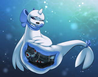 abdominal_bulge accessory air_bubble ambiguous_gender ambiguous_prey black_body black_fur blue_body blue_bow blue_eyes blue_fur blue_tongue bodily_fluids bow_ribbon drooling duo eyewear female female_pred feral fin fur furgonomics glasses hand_on_own_belly horn inside_stomach narrowed_eyes one_eye_closed open_mouth oral_vore red_body red_fur ribbons saliva smile snaggle_teeth tail tail_accessory tail_bow tail_fin tail_ribbon teeth tongue tongue_out underwater vore water wearing_glasses white_body x-ray_view rainypaws nintendo pokemon endivie_(rainypaws) dewgong generation_1_pokemon generation_4_pokemon luxray pokemon_(species) hi_res