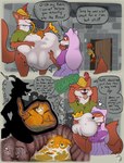 after_vore anthro anthro_pred anthro_prey belly big_belly blush bodily_fluids breath burping cutaway digestion fatal_vore female fur group hand_on_another's_belly hand_on_belly huge_belly inside internal male navel open_mouth oral_vore orange_body orange_fur silhouette smile soft_vore standing stomach_acid tail teeth text tongue tongue_out unwilling_prey vore white_body white_fur x-ray_view arkailart disney robin_hood_(disney) maid_marian prince_john robin_hood sir_hiss canid canine felid fox lion mammal pantherine reptile scalie snake 2025 absurd_res english_text hi_res sequence watermark