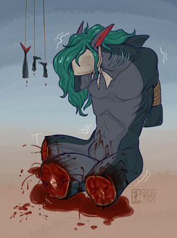 2_missing_limbs amputation amputee anthro arms_tied arms_tied_behind_back bdsm blindfold blood blood_puddle bodily_fluids bondage bound clenched_teeth disability dismemberment gore gore_focus hair hands_behind_back male missing_all_legs nude restraints rope rope_bondage severed_body_part severed_leg severed_limb severed_tail simple_background sitting solo tail teeth torture porcumoose_artistries aquatic fish shark digital_media_(artwork) hi_res