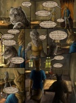 3:4 alectorfencer amon_(rukis) anthro breasts canid canine canis clothed clothing collar comic dialogue english_text felid female furniture group hookah inside isolde_(rukis) iyanee jackal leopard luther_denholme male mammal metal_collar midriff mouse murid murine open_clothing open_shirt open_topwear pantherine piercing red_lantern rodent rukis shirt slave smoking snow_leopard speech_bubble standing table tail text topwear trio