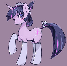 accessory blush bow_(feature) bow_accessory bow_ribbon clothing cutie_mark female feral fur furgonomics hair horn legwear multicolored_hair purple_body purple_eyes purple_fur purple_hair ribbons solo stockings tail tail_accessory tail_bow tail_ribbon two_tone_hair idkuroi friendship_is_magic hasbro my_little_pony mythology twilight_sparkle_(mlp) equid equine mammal mythological_creature mythological_equine unicorn