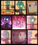 ambiguous_gender anthro book candle clothed clothing hair holding_book holding_object humor magic magic_circle occult_symbol pentacle pentagram smile solo standing symbol tentacles text eto_ya hasbro my_little_pony fan_character poison_trail earth_pony equid equine horse mammal pony 2017 comic english_text hi_res