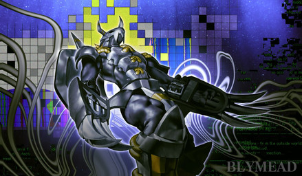 anthro armor biped black_body black_scales male muscular muscular_anthro muscular_male muscular_thighs scales solo fseiven bandai_namco digimon blackwargreymon digimon_(species) 2025 colored hi_res signature