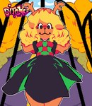 ambiguous_gender anthro blonde_hair bottomwear brown_body brown_fur buckteeth clothing dialogue duo female fur gesture hair hand_gesture hands_behind_back looking_down low-angle_view middle_finger outline skirt teeth text text_box white_outline ditchu deltarune undertale_(series) kris_(deltarune) noelle_holiday deer human mammal 2022 animated digital_media_(artwork) english_text hi_res pixel_(artwork) pixel_animation short_playtime