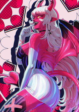 bodily_fluids breasts choker clothed clothing female hair horn humanoid_pointy_ears jewelry lips long_hair membrane_(anatomy) membranous_wings necklace not_furry pointy_ears side_boob smile solo sweat white_hair wings blackberreh hellaverse helluva_boss verosika_mayday demon demon_humanoid humanoid mammal absurd_res digital_media_(artwork) hi_res