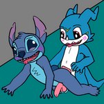 anal blush duo genitals knot male male/male oral penis sex tongue tongue_out vee_stitch bandai_namco digimon disney lilo_and_stitch stitch_(lilo_and_stitch) alien digimon_(species) experiment_(lilo_and_stitch) veemon 1:1 crossover