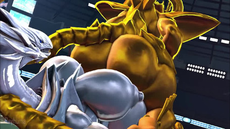 anal anal_penetration anthro balls biceps big_breasts big_butt big_penis blue_eyes breasts bubble_butt butt claws cowgirl_position curvy_figure dominant dominant_intersex duo erection feathered_wings feathers from_front_position genitals gynomorph gynomorph/gynomorph intersex intersex/intersex muscular muscular_intersex muscular_thighs nipples nude on_bottom on_top open_mouth penetration penile penis power_bottom rear_view red_eyes sex tail tail_wrapped teeth thick_thighs triceps voluptuous white_body wide_hips wings yellow_body rayhuma european_mythology konami mythology yu-gi-oh! blue-eyes_white_dragon the_winged_dragon_of_ra dragon duel_monster mythological_creature mythological_scalie scalie western_dragon 3d_(artwork) 3d_animation animated digital_media_(artwork) high_framerate long_playtime no_sound source_filmmaker_(artwork) webm