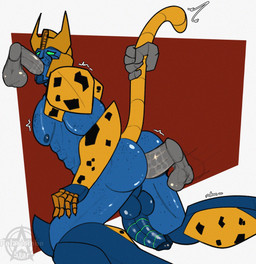 abs anal anal_penetration anthro armor armor_plates balls big_balls big_butt big_penis bubble_butt butt disembodied_hand disembodied_penis fellatio freckled_arms freckled_butt freckled_chest freckled_face freckled_legs freckled_thighs freckles genitals green_eyes group group_sex headgear helmet horn horned_helmet kneeling machine male male/male muscular muscular_male nipples oral oral_penetration pecs penetration penile penile_penetration penis penis_in_ass penis_in_mouth sex solo_focus spitroast spots tail tail_pull threesome trio polarisinhostar hasbro takara_tomy transformers transformers:_beast_wars transformers:cyberverse cheetor cheetah felid feline mammal robot hi_res