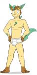 1:2 anthro anthrofied barefoot biped blush briefs briefs_only bulge clothed clothing dylan_(fuze) eeveelution feet fuze generation_4_pokemon hi_res leafeon male nintendo pokemon pokemon_(species) pokemorph simple_background smile solo tighty_whities topless translucent translucent_briefs translucent_clothing translucent_underwear underwear underwear_only white_background white_briefs white_clothing white_underwear