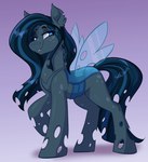 blue_eyes blue_hair blue_tail female feral grey_body hair hole_(anatomy) insect_wings long_hair long_tail looking_at_viewer smile solo tail wings witchtaunter friendship_is_magic hasbro my_little_pony fan_character arthropod changeling absurd_res hi_res