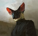 anthro black_clothing black_nose blue_eyes clothed clothing fur looking_at_viewer male multicolored_body multicolored_fur open_mouth pink_ears solo teeth topwear two_tone_body two_tone_fur whaleoil1 karras_lafontaine domestic_cat felid feline felis mammal siamese 2022